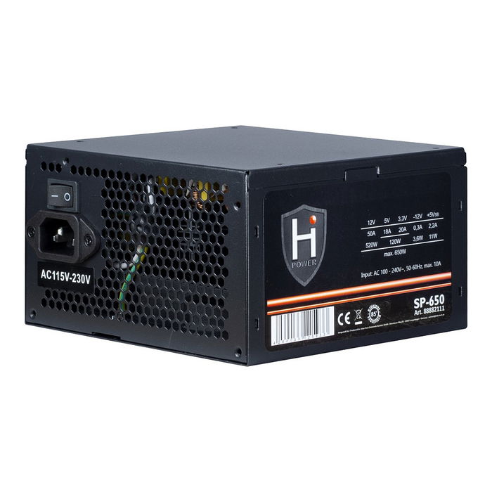Inter-Tech HIPOWER SP-650 Fuente de Alimentación ATX 650W Negra