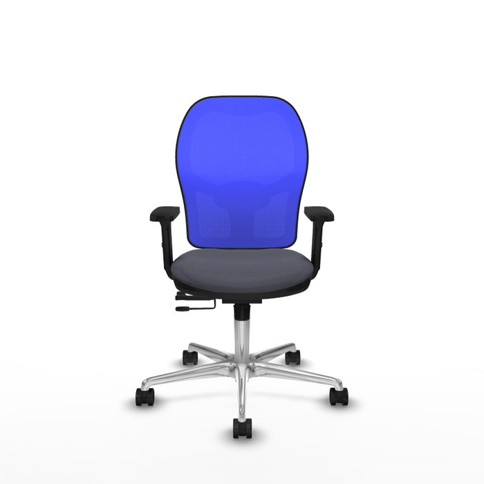 PIQUERAS Y CRESPO Silla de oficina Jorquera con mecanismo Sincro/Traslack, Tela Gris oscuro y Malla Azul