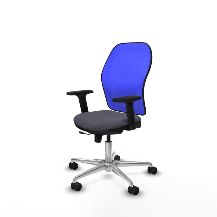 PIQUERAS Y CRESPO Silla de oficina Jorquera con mecanismo Sincro/Traslack, Tela Gris oscuro y Malla Azul