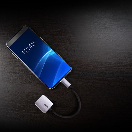 Aten Adaptador USB-C a VGA UC3002A-AT, Transfiere Vídeo de Ordenador/Móvil a Monitor o Proyector VGA hasta 1920 x 1200