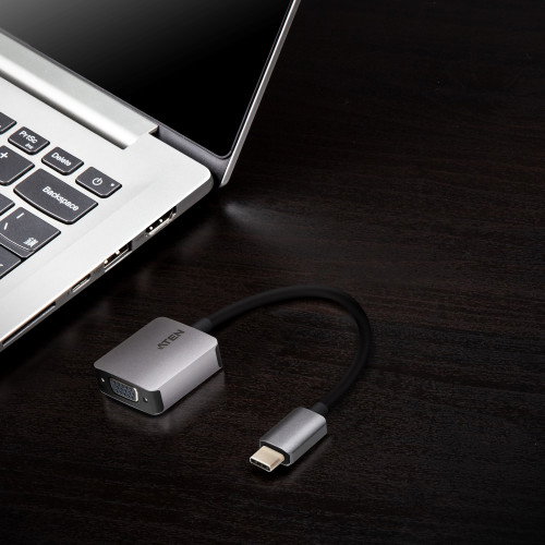 Aten Adaptador USB-C a VGA UC3002A-AT, Transfiere Vídeo de Ordenador/Móvil a Monitor o Proyector VGA hasta 1920 x 1200