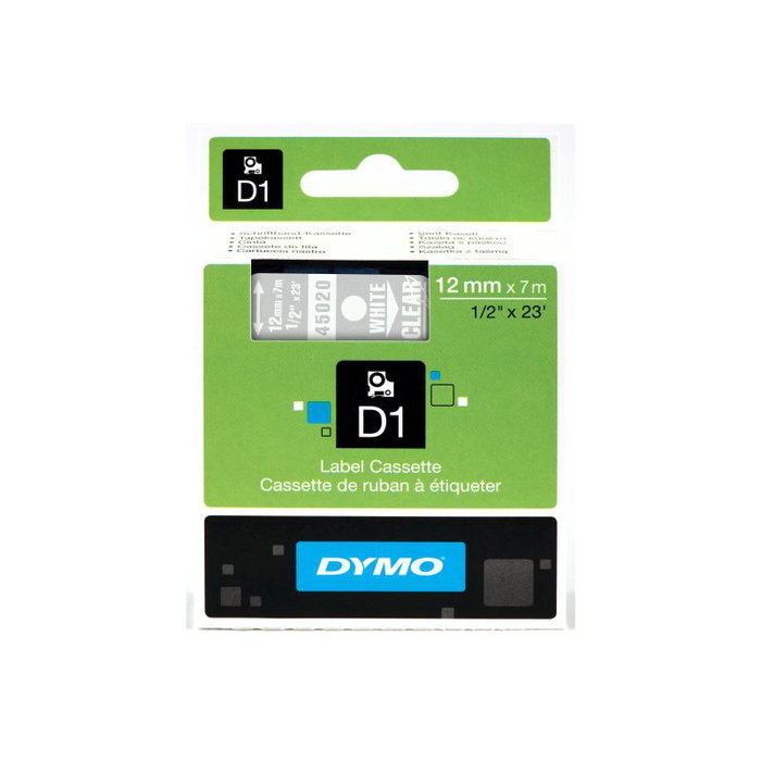 Dymo Cinta D1 12mm x 7m Blanco sobre transparente Dymo Cinta D1 12mm x 7m Blanco sobre transparente