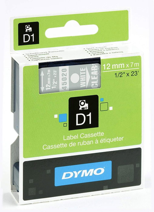 Dymo Cinta D1 12mm x 7m Blanco sobre transparente Dymo Cinta D1 12mm x 7m Blanco sobre transparente