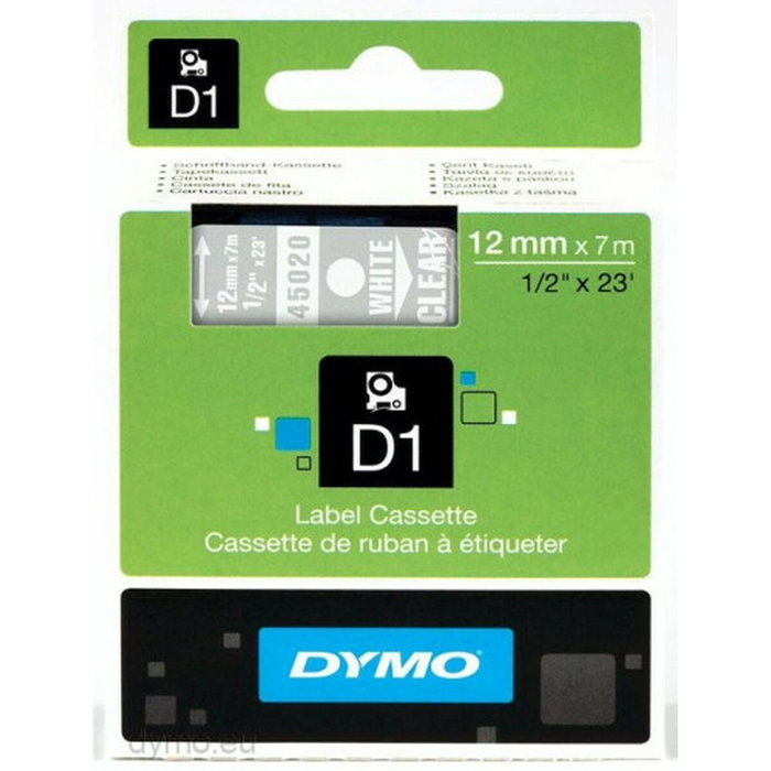 Dymo Cinta D1 12mm x 7m Blanco sobre transparente Dymo Cinta D1 12mm x 7m Blanco sobre transparente