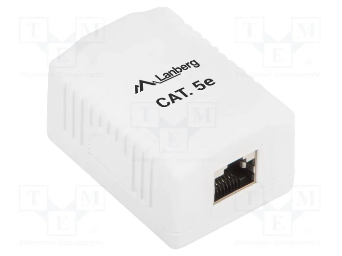 Lanberg Toma de red de sobreponer categoría 5e 1x RJ45 blindada blanca Lanberg Toma de red de sobreponer categoría 5e 1x RJ45 blindada blanca