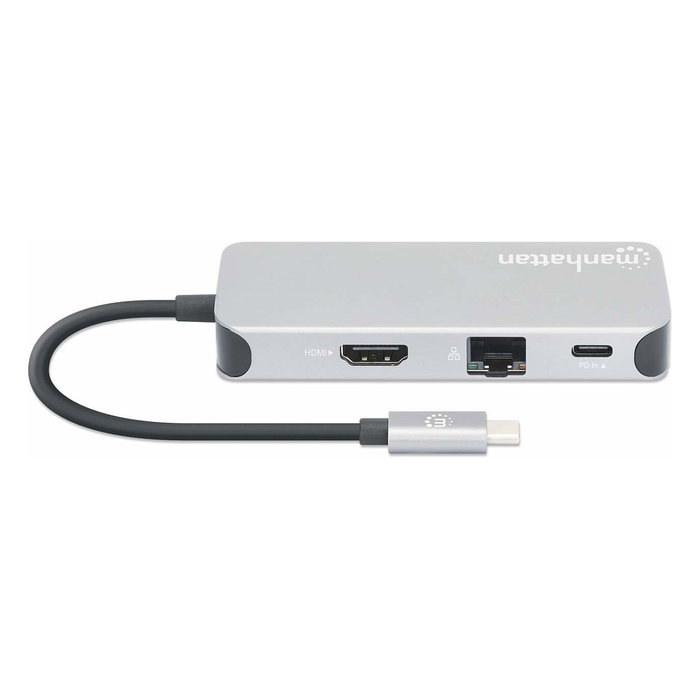 MANHATTAN Adaptador USB-C 8-in-1 Dockingstation con HDMI, RJ45 y 3xUSB-A MANHATTAN Adaptador USB-C 8-in-1 Dockingstation con HDMI, RJ45 y 3xUSB-A