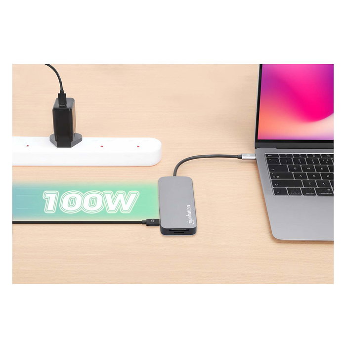 MANHATTAN Adaptador USB-C 8-in-1 Dockingstation con HDMI, RJ45 y 3xUSB-A MANHATTAN Adaptador USB-C 8-in-1 Dockingstation con HDMI, RJ45 y 3xUSB-A