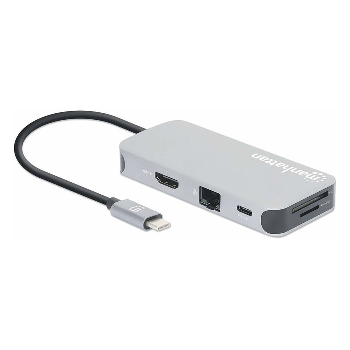 MANHATTAN Adaptador USB-C 8-in-1 Dockingstation con HDMI, RJ45 y 3xUSB-A MANHATTAN Adaptador USB-C 8-in-1 Dockingstation con HDMI, RJ45 y 3xUSB-A