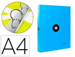 Antartik Carpeta A4 Forrada con 4 Anillas Redondas de 25 mm, Azul