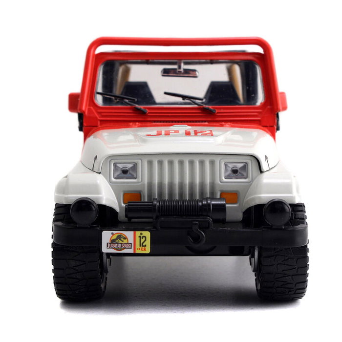 JADA TOYS Coche Jeep Wrangler Jurassic Park 1/24 Metal Rueda Libre Apertura Puertas Capó Neumáticos Goma Edad +8 Años 25x11.81x11.81cm