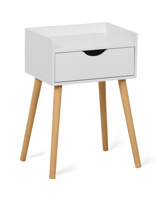 Inde Mesita de Noche Auxiliar con Cajón, Madera Blanca, 31.7 cm Largo x 43.5 cm Alto x 11 cm Ancho (2 Unidades)