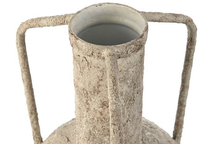 DKD Home Decor Jarrón de Metal Envejecido Blanco 23x23x35,5 cm