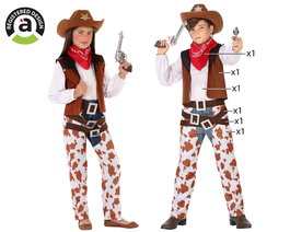 Disfraz Vaquero Sheriff Infantil Unisex 7-9 Años, 5 Piezas (Pantalón, Chaqueta, Camisa, Cinturón, Pañuelo) Temática Lejano Oeste