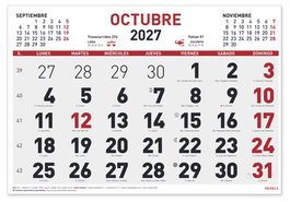 MYRGA Calendario de escritorio mensual 2027 faldilla 300x210 mm