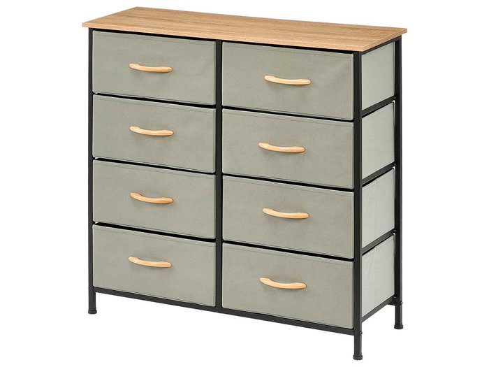 GIFTDECOR Mueble de 8 cajones Gris, Madera y Negro GIFTDECOR Mueble de 8 cajones Gris, Madera y Negro