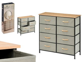 GIFTDECOR Mueble de 8 cajones Gris, Madera y Negro