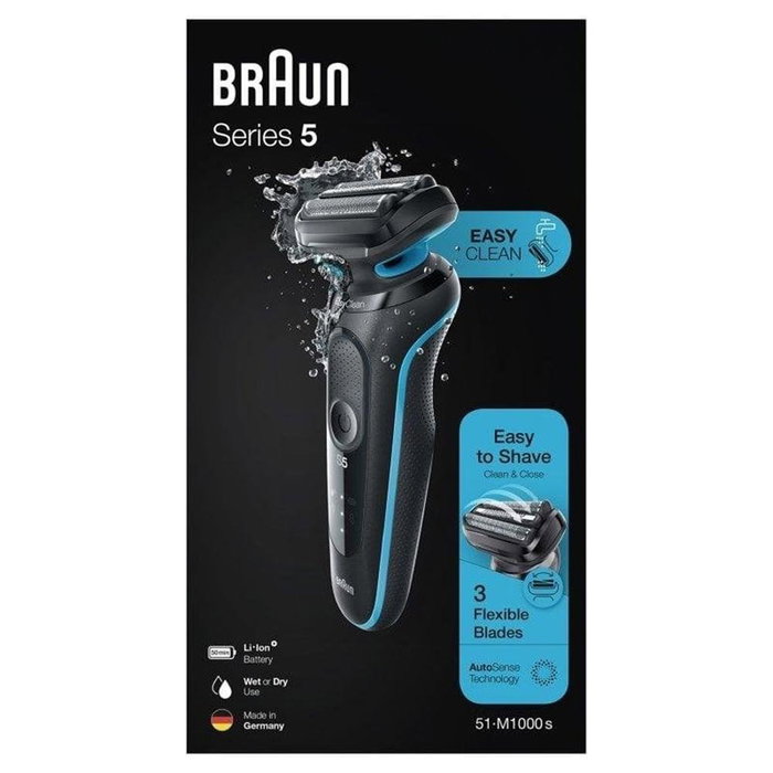 Braun Series 5 51-M1000s Afeitadora Inalámbrica AutoSense 3 Láminas Negro/Azul