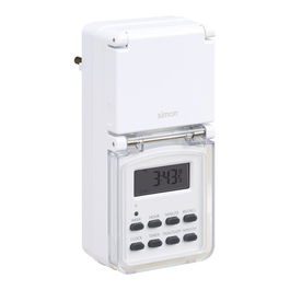 Simon Programador Digital Semanal para Exterior Af711201, IP44, 16A, 3600W, 230V ~50Hz, con Pantalla Digital y Función Simulación de Presencia