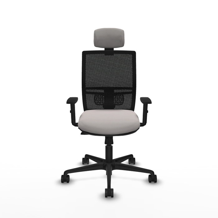 PIQUERAS Y CRESPO Silla de oficina Yunquera con mecanismo Sincro/Traslack, Blanco/Negro