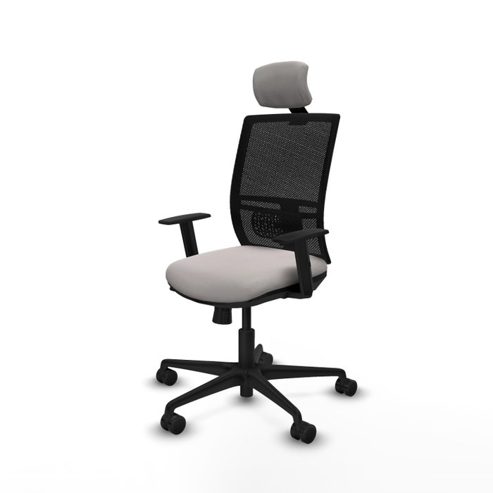 PIQUERAS Y CRESPO Silla de oficina Yunquera con mecanismo Sincro/Traslack, Blanco/Negro