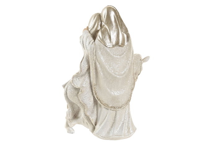 DKD Home Decor Nacimiento Navidad Tradicional Blanco Gris Resina Burrito 10.5 x 22 x 16 cm (2 Unidades)