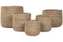 DKD Home Decor Set de 5 Maceteros de Fibra Trenzada Natural