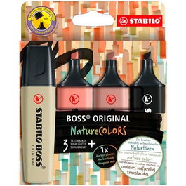 Set de Marcadores Fluorescentes Stabilo BOSS ORIGINAL NATURECOLORS Multicolor 4 Piezas (5 Unidades)