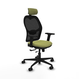 PIQUERAS Y CRESPO Silla de oficina Jorquera con mecanismo Sincro/Traslack, Verde oliva y Negro