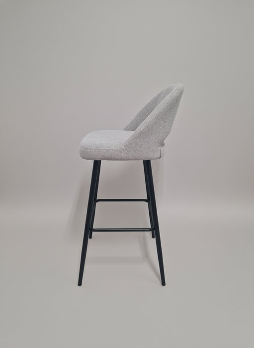 BORDECOR Sillón Tapizado Gris con Estructura Metálica Negra