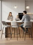 BORDECOR Sillón Tapizado Gris con Estructura Metálica Negra