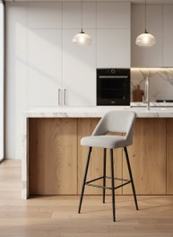 BORDECOR Sillón Tapizado Gris con Estructura Metálica Negra
