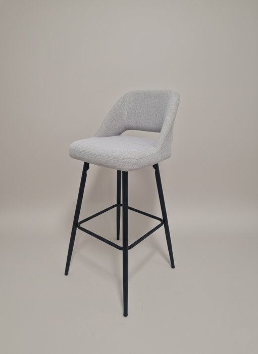 BORDECOR Sillón Tapizado Gris con Estructura Metálica Negra