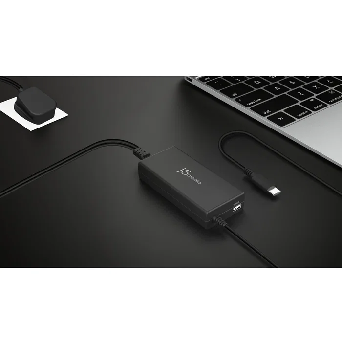 J5create JUP2290C Cargador Supercargador USB-C 100W con Cable Adjunto, Puerto Type-A, Carga Rápida PD 3.0, Color Negro - Para MacBook, iPhone, Nintendo Switch