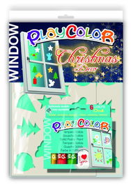 Tempera Instant Solida Playcolor One Window 10Gr. Christmas Deco Estuche De 6 Colores (Incluye 2 Plantillas)