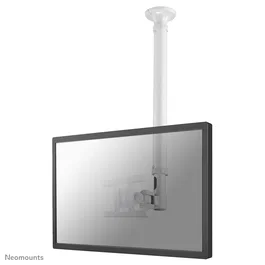 Neomounts FPMA-C100WHITE Soporte Techo TV hasta 30" (76 cm) con Giro, Inclinación, Rotación y Ajuste de Altura 79-129 cm, Compatible VESA 75x75/100x100/200x100, Color Blanco