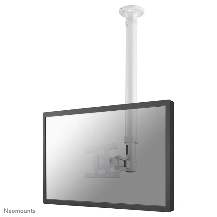 Neomounts FPMA-C100WHITE Soporte Techo TV hasta 30" (76 cm) con Giro, Inclinación, Rotación y Ajuste de Altura 79-129 cm, Compatible VESA 75x75/100x100/200x100, Color Blanco