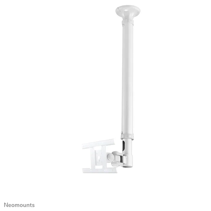 Neomounts FPMA-C100WHITE Soporte Techo TV hasta 30" (76 cm) con Giro, Inclinación, Rotación y Ajuste de Altura 79-129 cm, Compatible VESA 75x75/100x100/200x100, Color Blanco