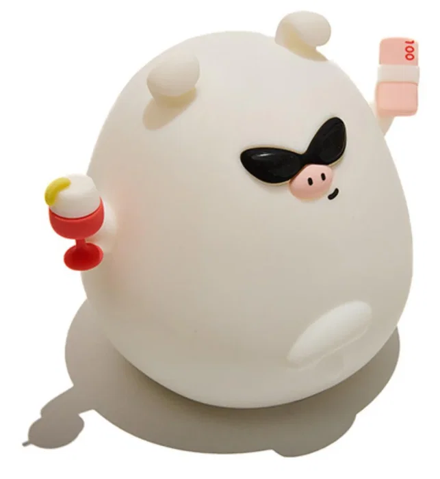 Muitomas SILLAMPPIGC Lámpara Decorativa de Silicona Figura Cerdito, Cambia de Color, USB-C Recargable, Portátil, Luz Ambiente