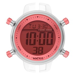 Watxandco RWA1046 Reloj Digital Unisex con Caja Transparente y Esfera Rosa