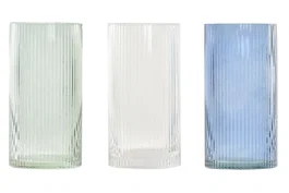 DKD Home Decor Jarrón de Cristal 10x10x20 cm Surtido de 3 Colores