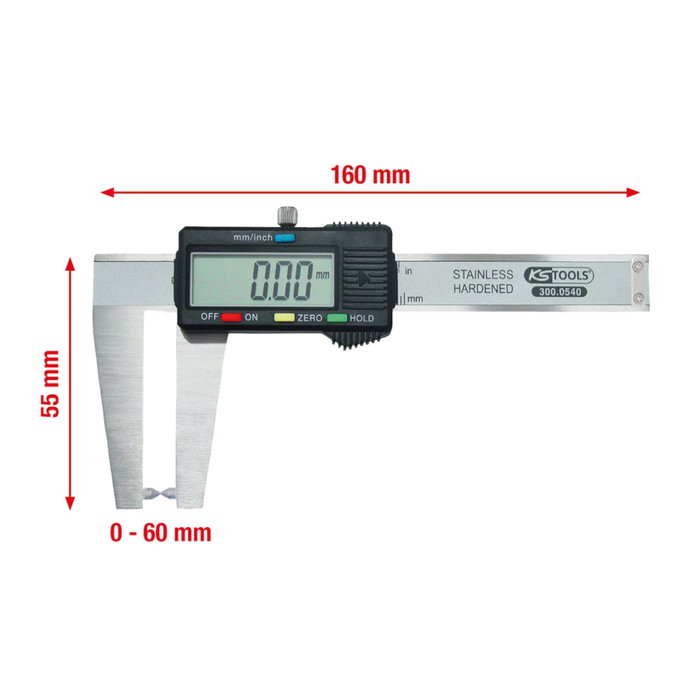KS Tools Pie de Rey Digital para Discos de Freno 0-60mm