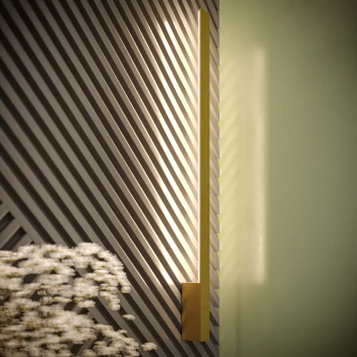 LAHTI SOL-TH.189 Lámpara de pared de diseño LED, aplique interior blanco/dorado/negro, 3000K, módulo LED longitud completa
