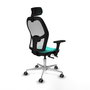 PIQUERAS Y CRESPO Silla de oficina Jorquera con mecanismo Sincro/Traslack, Turquesa y Blanco