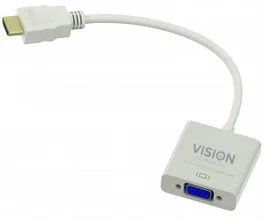 Vision TC-HDMIVGA - Adaptador HDMI (Macho) a VGA (Hembra), Resolución 1920x1080, Convierte HDMI a VGA, Color Blanco