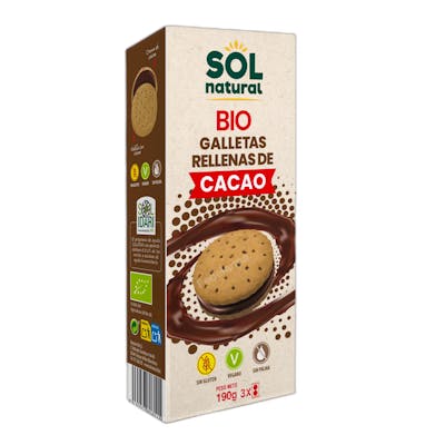 SOLNATURAL Galleta Rellena de Cacao Bio 190 g SOLNATURAL Galleta Rellena de Cacao Bio 190 g