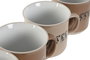 DKD Home Decor Set de 4 Tazas de Gres Marrón 285ml