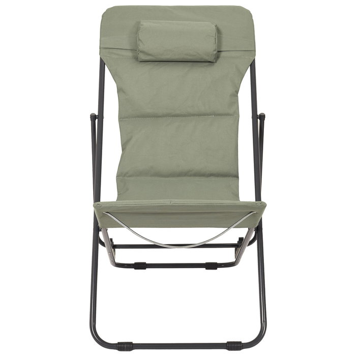 Home Deco Factory Tumbona Plegable Acero y Poliéster Verde Caqui, Altura Regulable 45 cm, Soport 110 kg