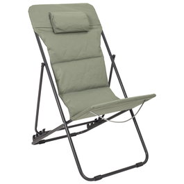 Home Deco Factory Tumbona Plegable Acero y Poliéster Verde Caqui, Altura Regulable 45 cm, Soport 110 kg