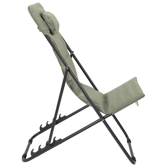Home Deco Factory Tumbona Plegable Acero y Poliéster Verde Caqui, Altura Regulable 45 cm, Soport 110 kg