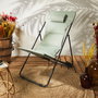Home Deco Factory Tumbona Plegable Acero y Poliéster Verde Caqui, Altura Regulable 45 cm, Soport 110 kg